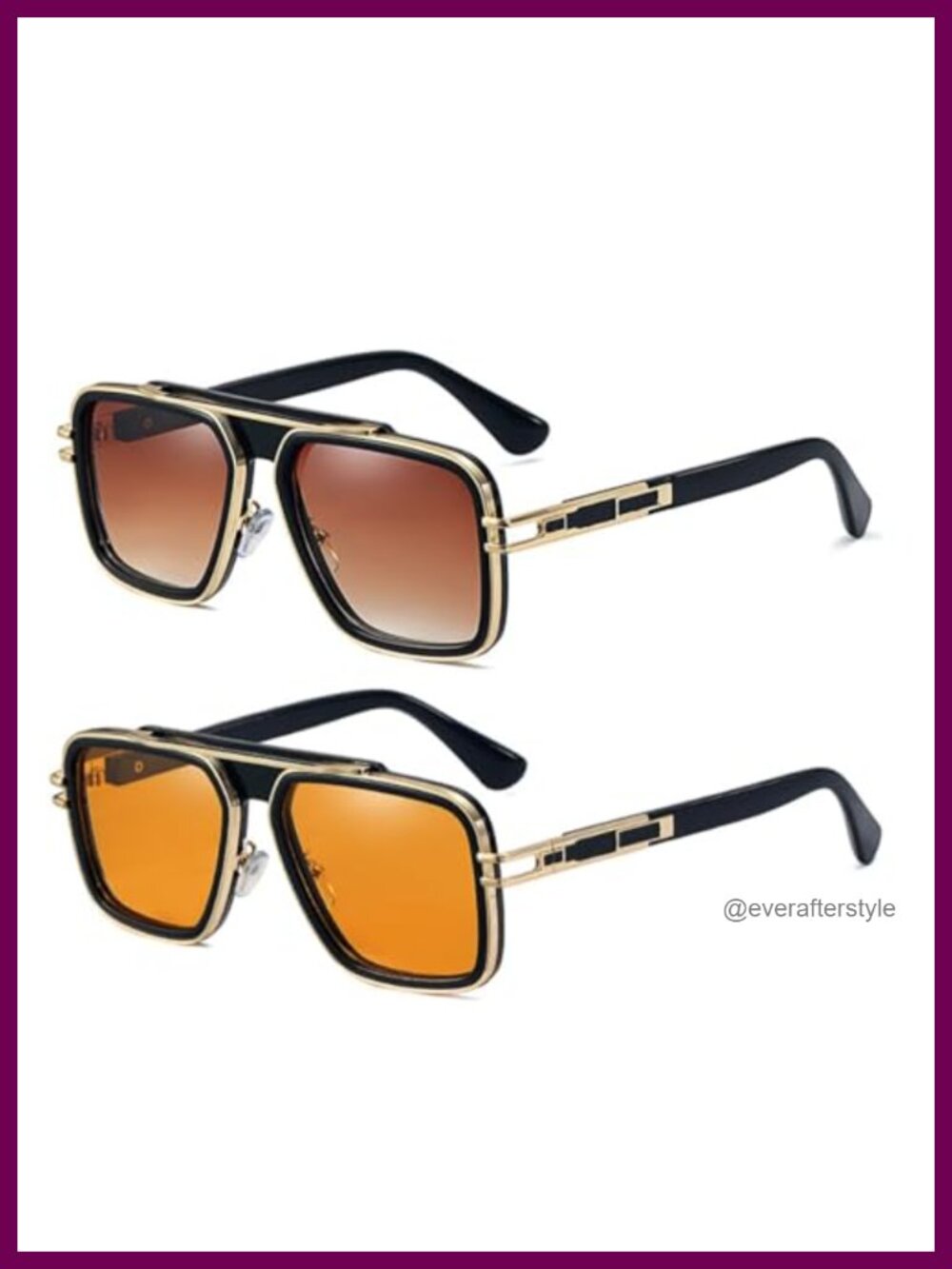 Retro Rectangular Sunglasses UV400 Full Frame Unisex Camping Hiking